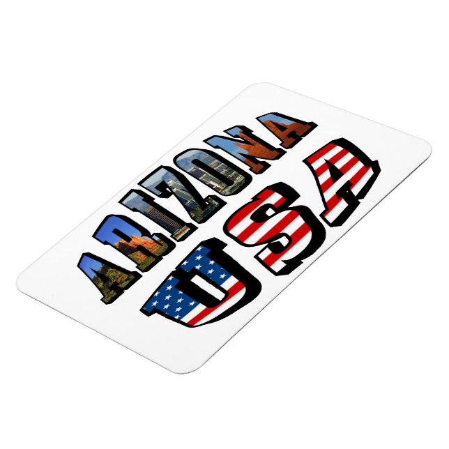 Arizona Picture and USA Flag Text Flexible Magnet (Left Side)