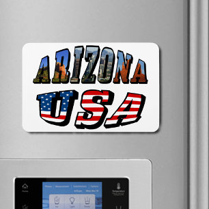 Arizona Picture and USA Flag Text Flexible Magnet