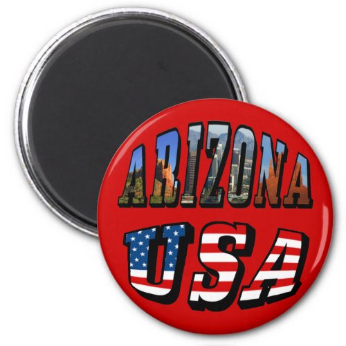 Arizona Picture and USA Flag Text Magnet