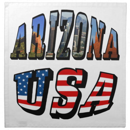 Arizona Picture and USA Flag Text Napkin