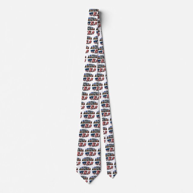 Arizona Picture and USA Flag Text Neck Tie (Front)
