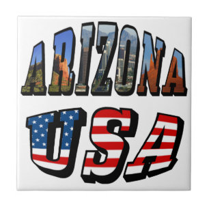 Arizona Picture and USA Flag Text Tile