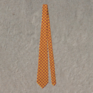 Arizona Pop Art Checkerboard Maroon Gold Neck Tie