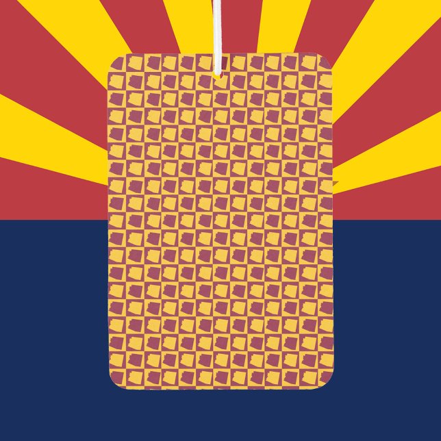 Arizona Pop Art Checkerboard Maroon Gold Pattern Air Freshener (A fun air freshener with a maroon and gold checkerboard pattern of Arizona)