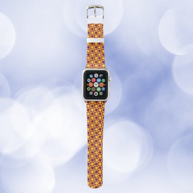 Arizona Pop Art Maroon and Gold Apple Watch Band (A watchband featuring a pattern of Arizona in maroon and gold.)