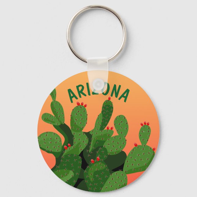 Arizona Prickly Pare Desert Sunset Keychain (Front)