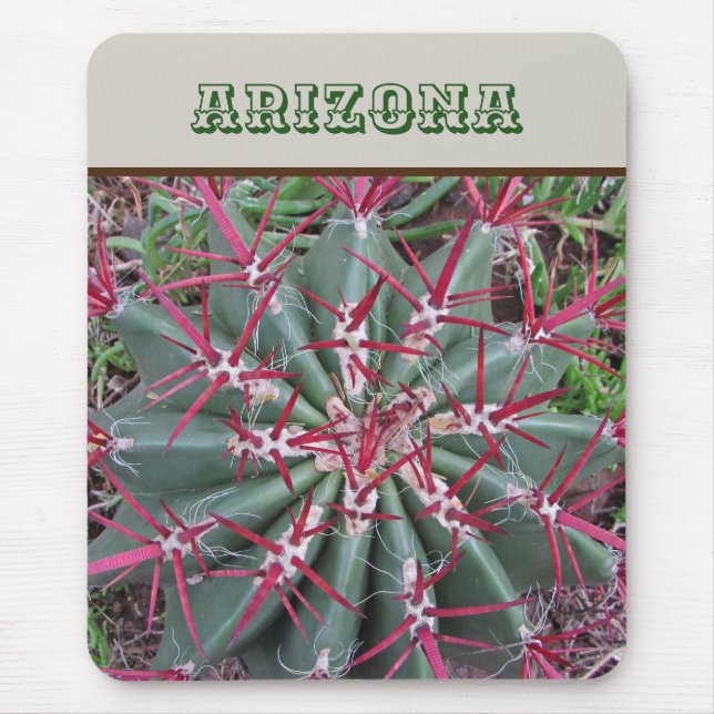 Arizona Red Barrel Cactus Desert Plant Southwest  Mouse Pad (Front)