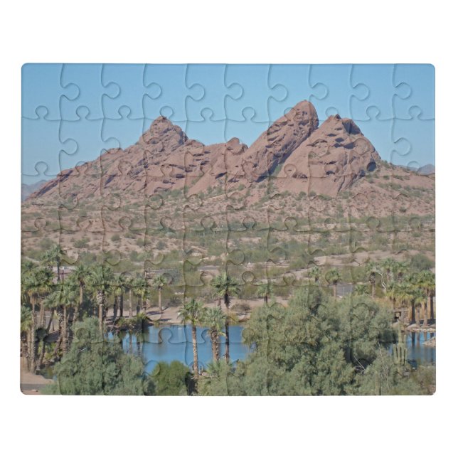 Arizona Red Rock Buttes Palm Trees Landscape Jigsaw Puzzle (Puzzle Horizontal)