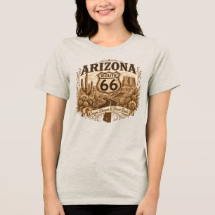 Arizona Red Rock Canyon Saguaro Sunset Retro Sepia Tri-Blend Shirt