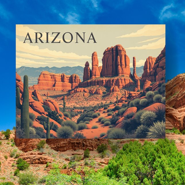 Arizona Red Rocks Vintage Travel Retro Postcard (Vintage Arizona Red Rocks Travel Retro Postcard)