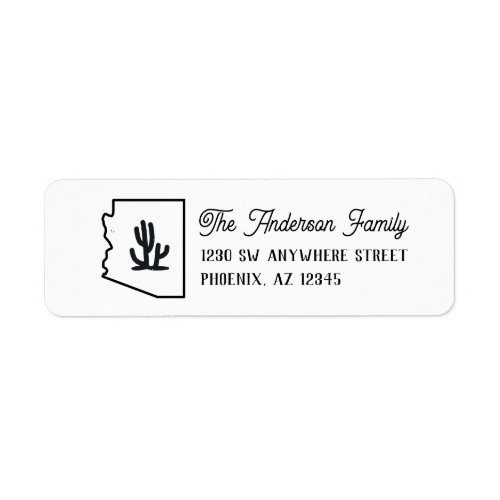 Arizona Return Address Cactus Label