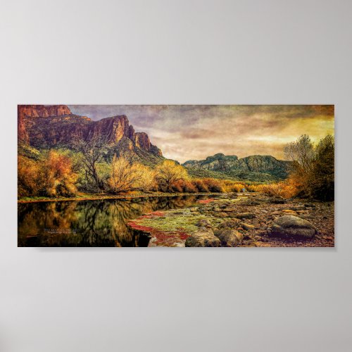 Arizona River Sonoran Desert Mountains 10 x 45 Poster