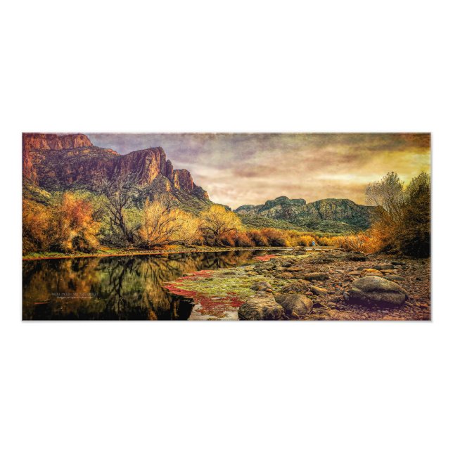 Arizona River Sonoran Desert Mountains 24" x 11" Photo Print (Front)