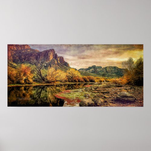 Arizona River Sonoran Desert Mountains 24 x 11 Poster