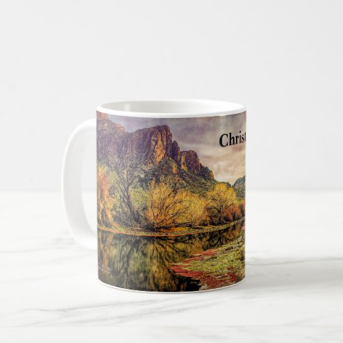 Arizona River Sonoran Desert Mountains Digital Art Coffee Mug