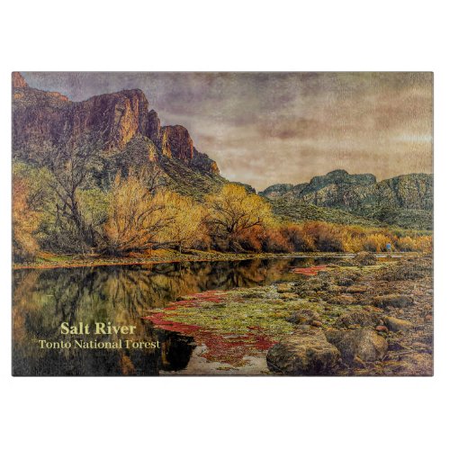 Arizona River Sonoran Desert Mountains Digital Art Cutting Board