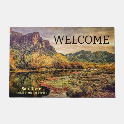 Arizona River Sonoran Desert Mountains Digital Art Doormat