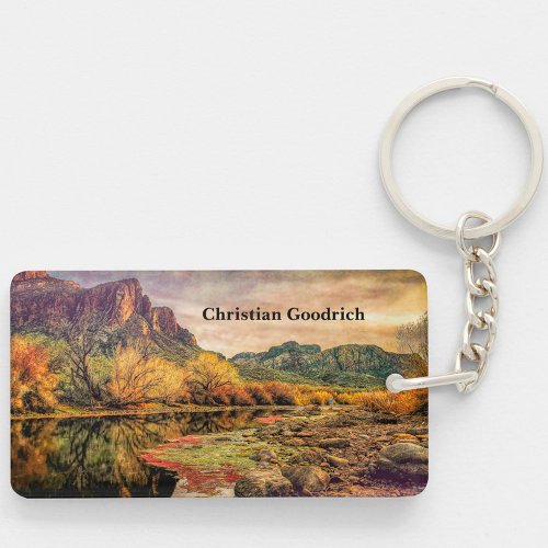Arizona River Sonoran Desert Mountains Digital Art Keychain