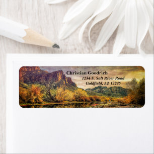 Arizona River Sonoran Desert Mountains Digital Art Label