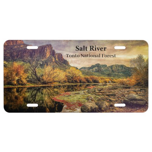 Arizona River Sonoran Desert Mountains Digital Art License Plate
