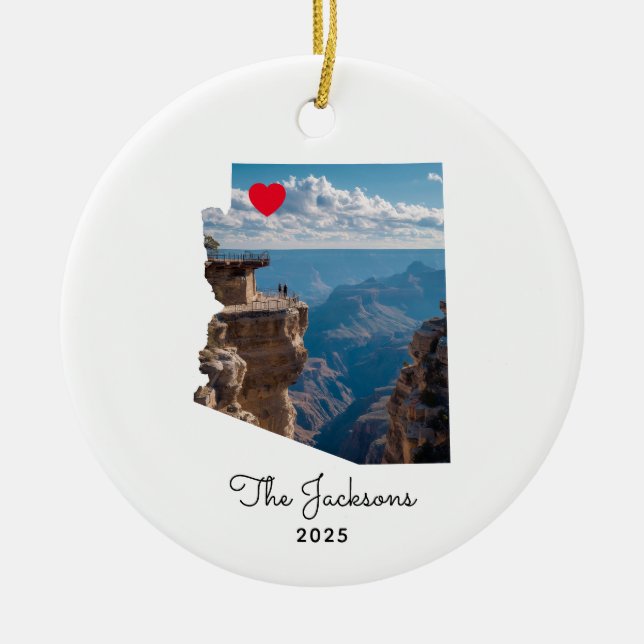 Arizona Road Trip Vacation Photo Red Heart Ceramic Ornament (Front)