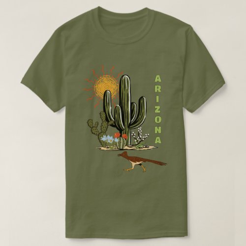 Arizona Roadrunner Desert Cactus T_Shirt