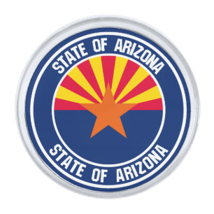 Arizona Round Emblem Silver Finish Lapel Pin
