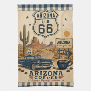 Arizona Route 66 Desert Coffee Americana Kitchen Towel