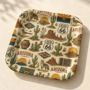 Arizona Route 66 Desert Fiesta Paper Plates
