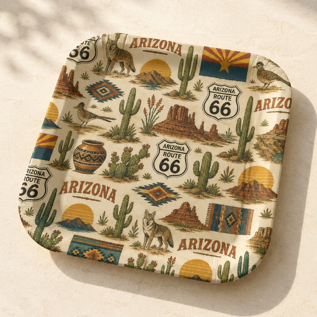 Arizona Route 66 Desert Fiesta Paper Plates (Creator Uploaded)