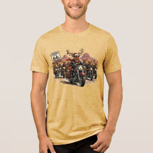Arizona Route 66 Reindeer Biker Christmas Tri-Blend Shirt