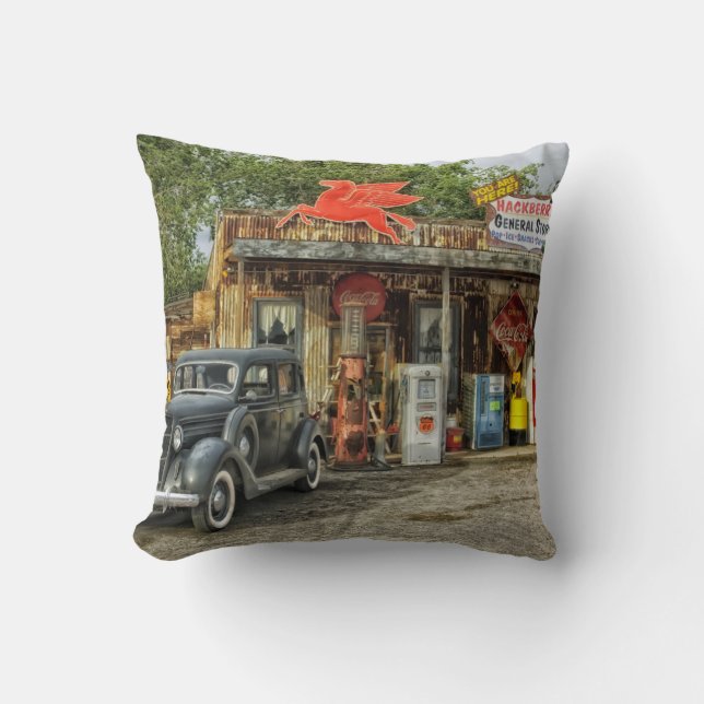 Arizona Route 66 retro store Throw Pillow (Front)
