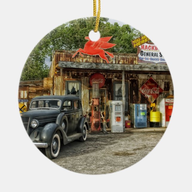 Arizona Route 66 rustic retro store Ceramic Ornament (Front)