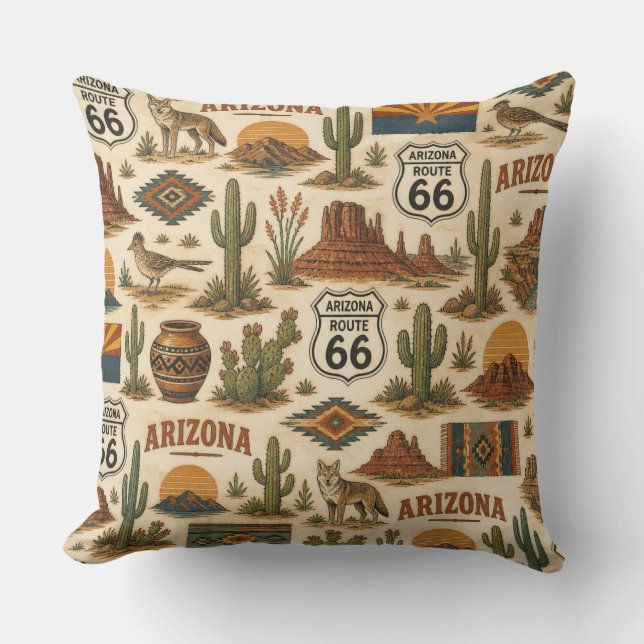 Arizona Route 66 Sofa Siesta Throw Pillow (Front)
