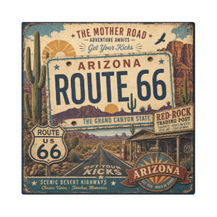 Arizona Route 66 The Grand Canyon State Vintage Metal Print