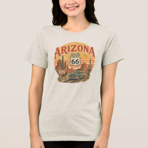 Arizona Route 66 Vintage Desert Sunset Tri-Blend Shirt