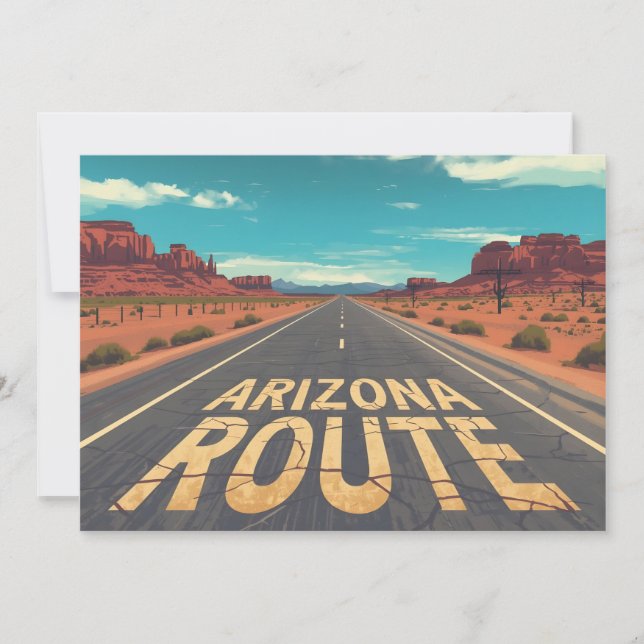 Arizona Route Desert Road Graphic Art Holiday Card (Front)