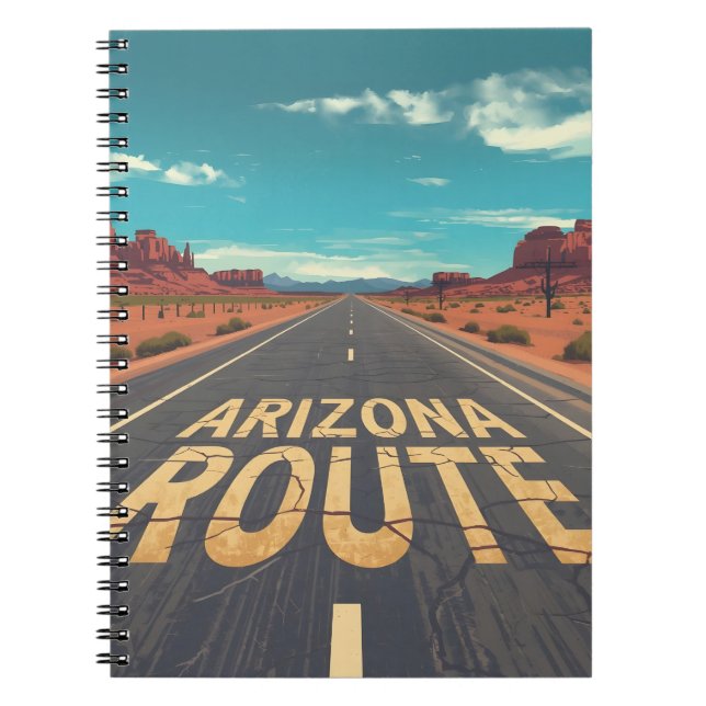 Arizona Route Desert Road Graphic Art Notebook (Front)