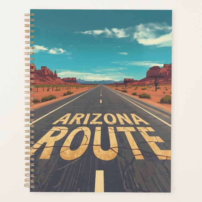 Arizona Route Desert Road Graphic Art Planner (Front)