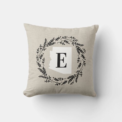 Arizona Rustic Wreath Monogram Throw Pillow