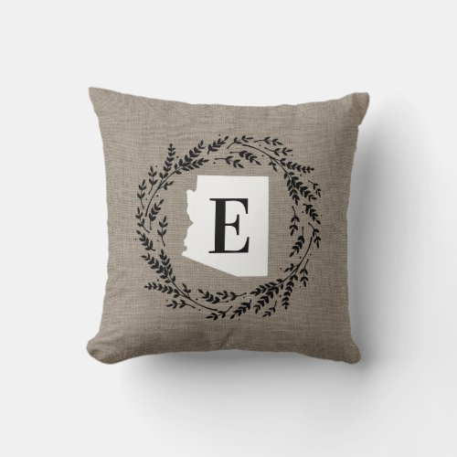 Arizona Rustic Wreath Monogram Throw Pillow