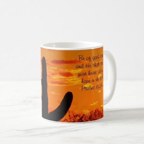 Arizona Saguaro Cacti With Bright Orange Sunset Coffee Mug