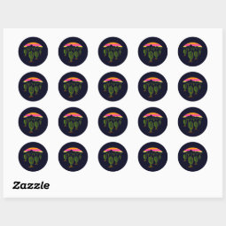 Arizona Saguaro Cactus Christmas Lights at Sunset Classic Round Sticker
