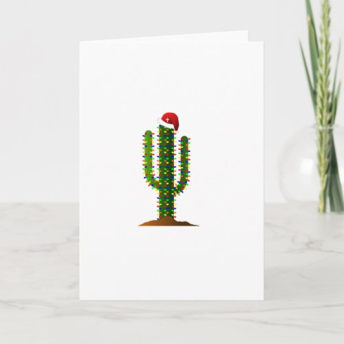 Arizona Saguaro Cactus Christmas Lights Holiday Card