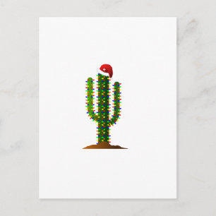 Arizona Saguaro Cactus Christmas Lights Holiday Postcard