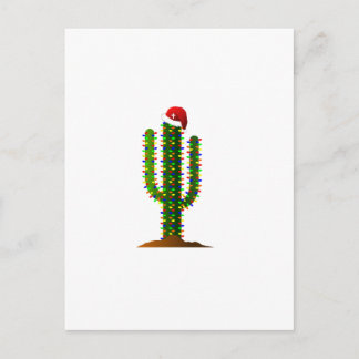 Arizona Saguaro Cactus Christmas Lights Holiday Postcard