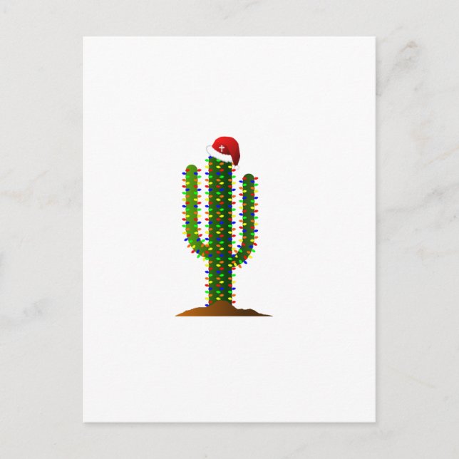 Arizona Saguaro Cactus Christmas Lights Holiday Postcard (Front)