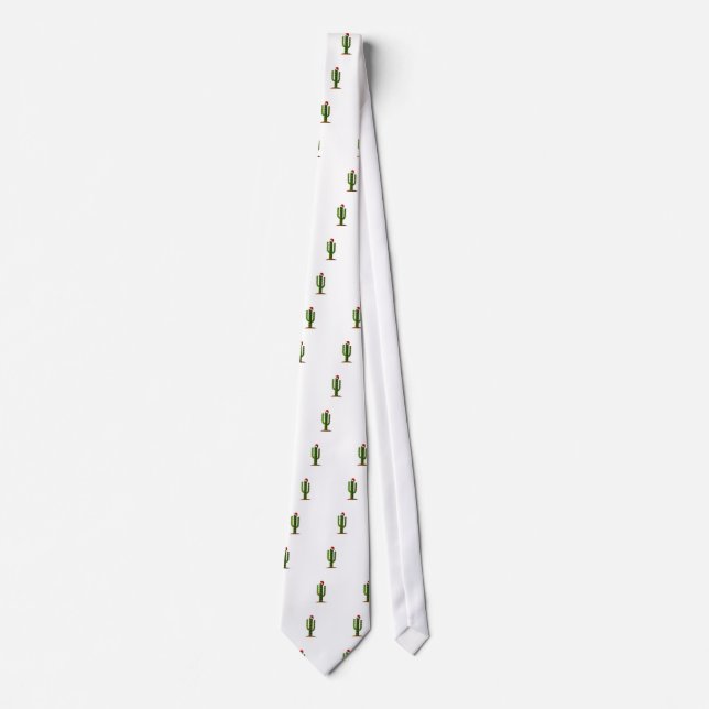 Arizona Saguaro Cactus Christmas Lights Neck Tie (Front)