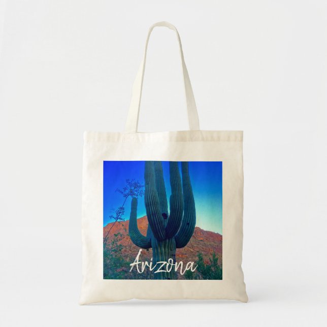 Arizona Saguaro Cactus Desert Tote Bag (Front)