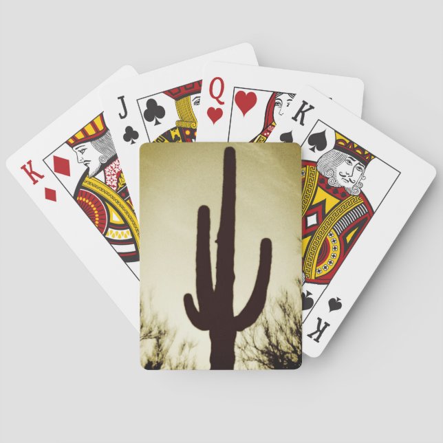 Arizona Saguaro Cactus Silhouette Bicycle Playing  Poker Cards (Back)
